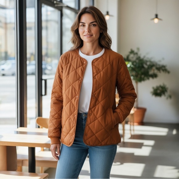 Blue Waters Boutique Jackets & Blazers - Quilted Brown Utility Jacket